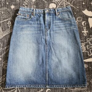 Polo by Ralph Lauren Vintage Light Blue Denim Knee Skirt